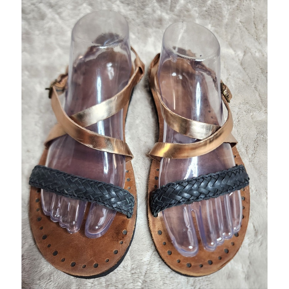 UGG Jordyne Strappy Sandals Rose Gold Black Leather Womens 10 1008872